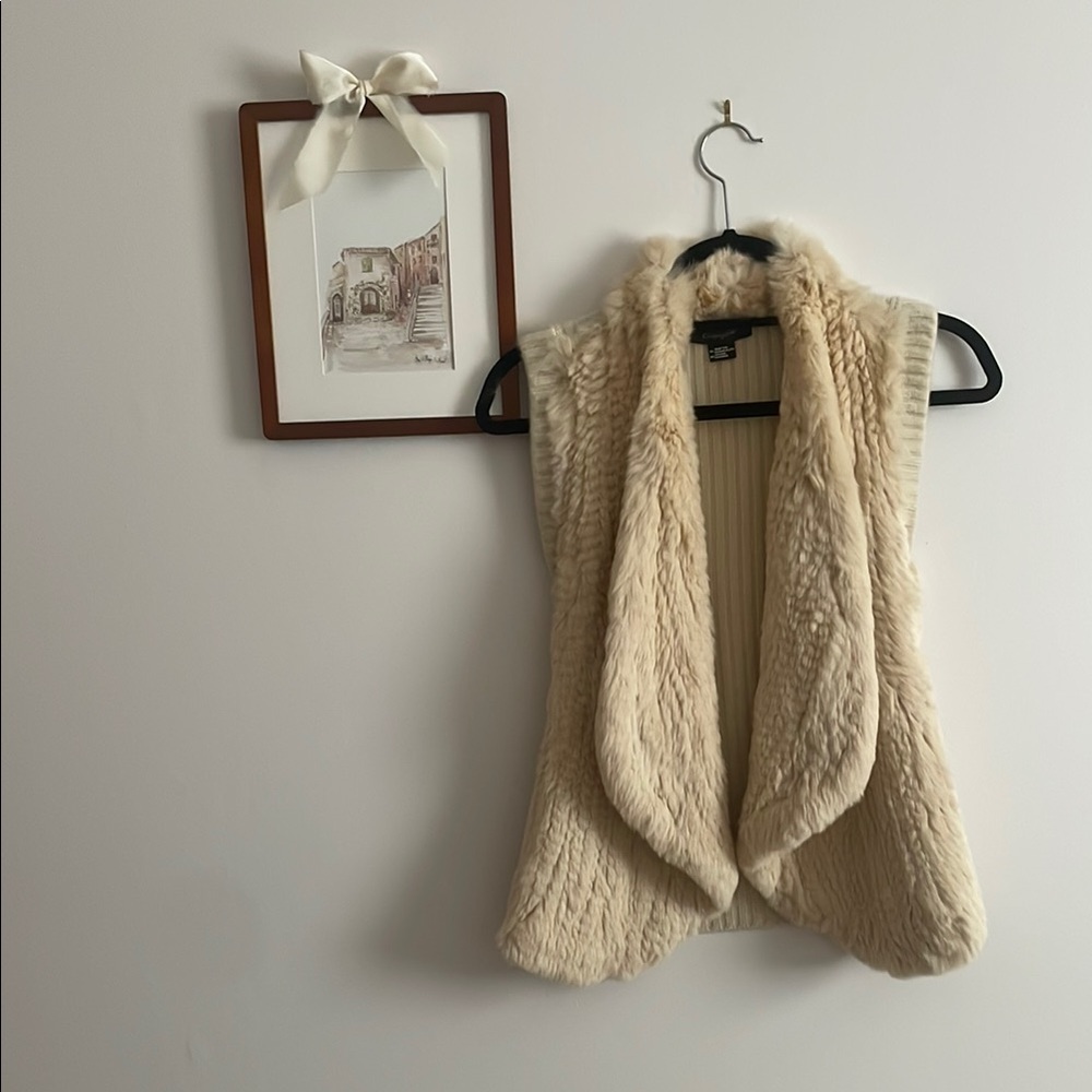Cream Faux Fur Vest Sweater